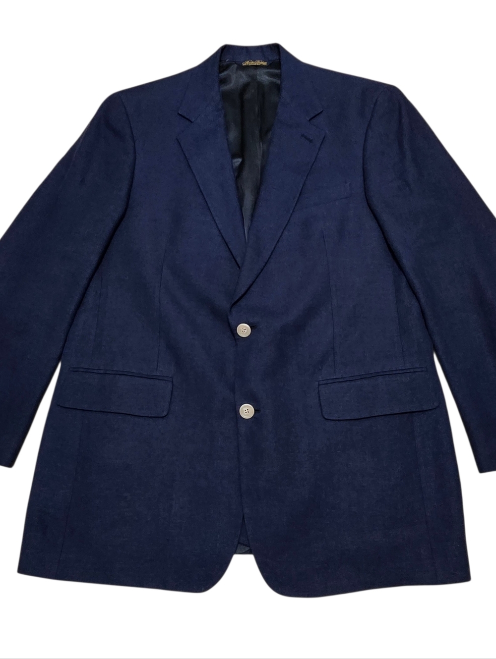 Brooks Brothers 100% Linen Blazer 41L Navy Blue 2 Button Front